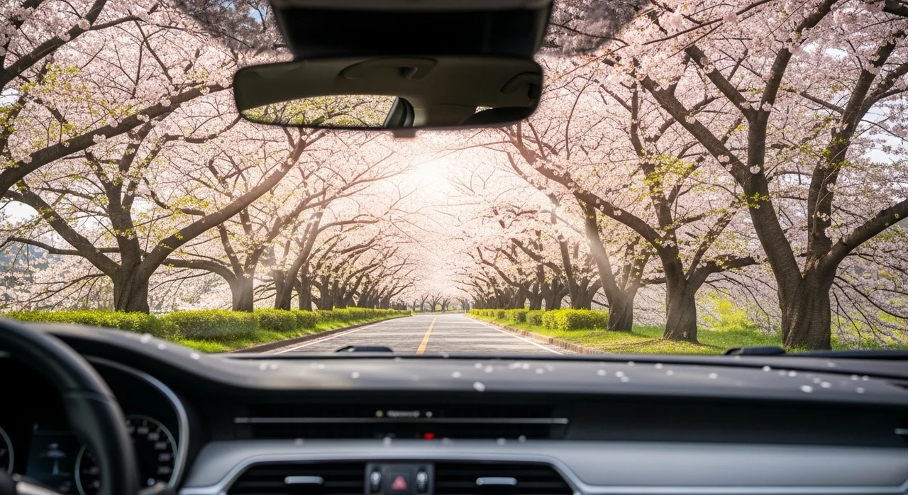 차 안에서 만나는 봄의 절경: 편안한 봄꽃 드라이브의 매력